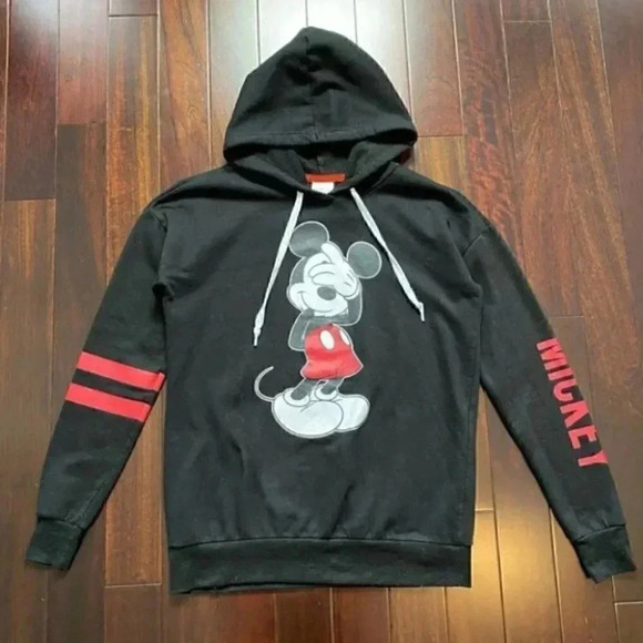 Disney Mickey Mouse Hoodie Sweatshirt Fleece Pullover Black Red Size Medium - Picture 14 of 14